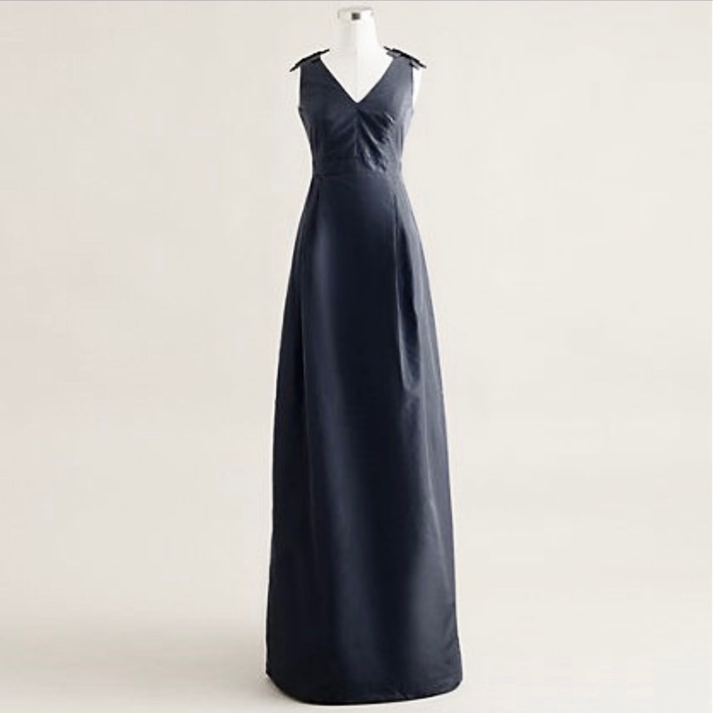 NEW 8 Medium Black JCrew Adelle Silk Taffeta bridesmaid Formal Dress Long Gown